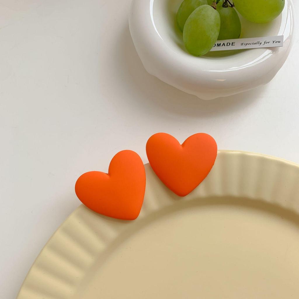 Semplici Orecchini a Forma di Cuore Color Caramella Moda e Carini Orecchini Geometrici a Forma di Cuore in Acrilico Verniciato a Spruzzo Orecchini da Ragazza