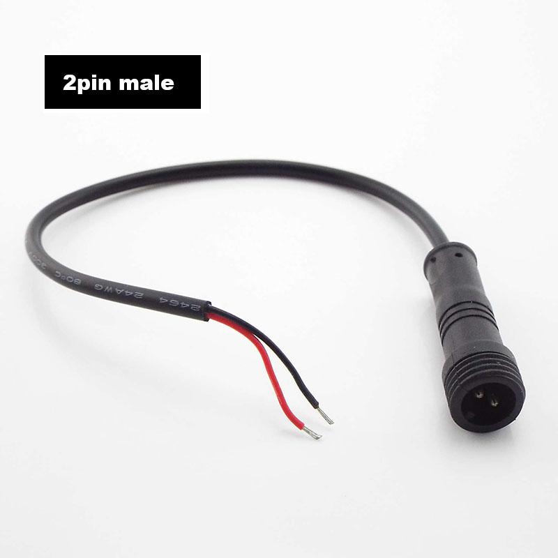 

2Pin 3Pin 4Pin 24AWG 3A Кабельный провод Штекер для светодиодных лент Штекерный разъем Гнездо Головка Соединитель Джек 15 мм Водонепроницаемый IP65 k5 2pin male