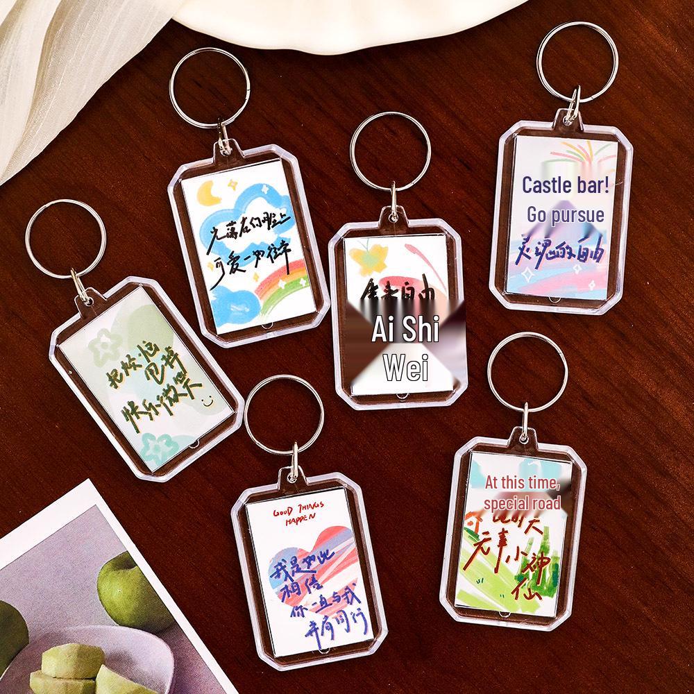 Colorful Acrylic Text Keychain: DIY Bag Decoration Pendant Fun Gift