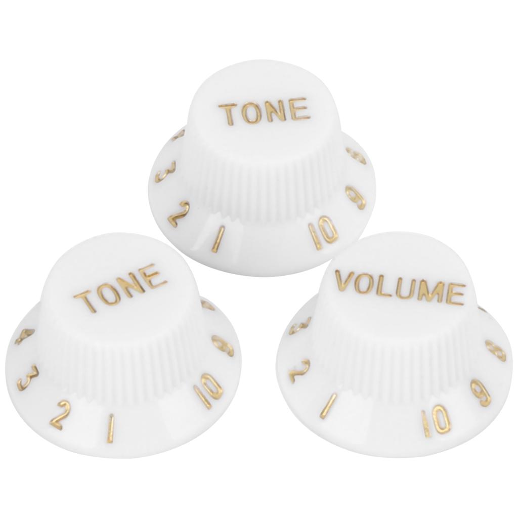 3Pcs Guitar Control Knob 1 Volume 2 Tone Fit Top Plastic Set Kit for Electric Bass GD73