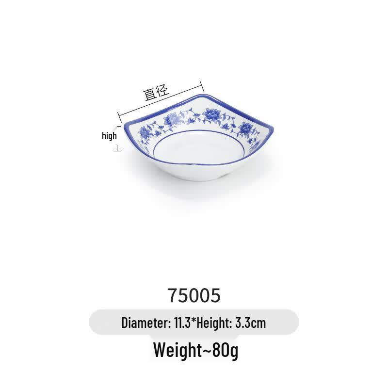 Irregular Melamine Blue and White Porcelain Snack Plate