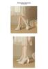 Women's Pearl Suede Mary Janes - Square Toe Chunky High Heels with Bow and Waterproof Platform