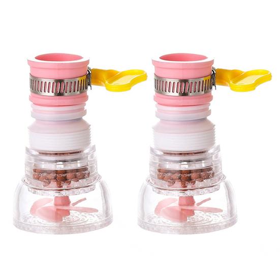 

2шт кран очиститель воды вращающийся анти-брызг PP кухонный фильтрующий помощник для адсорбции ржавчины 2 розовый