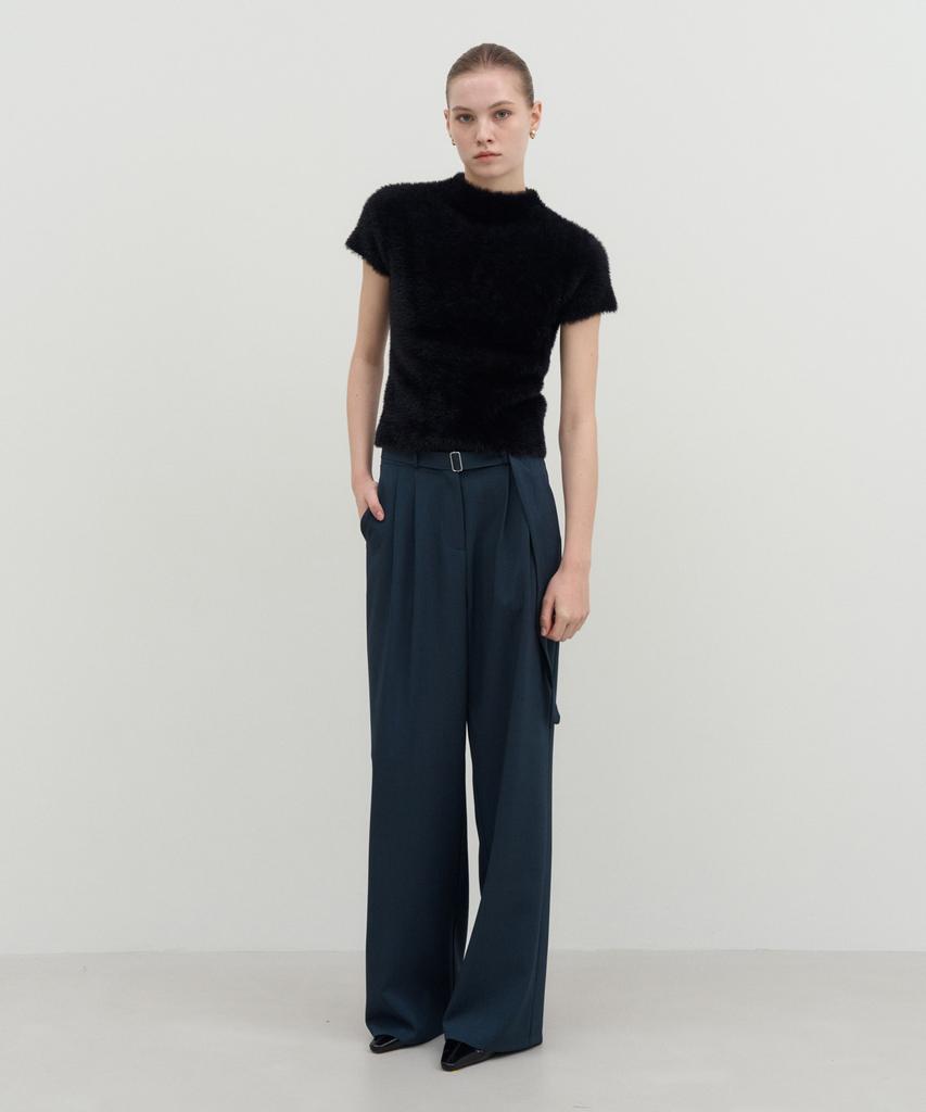 HOURMOND Belted Semi-Wide Slacks_3 Colors