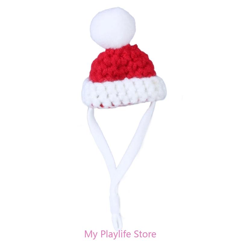Handmade Crochet Small Pet Hat Adjustable Neckstrap Hamster Cartoon Costume Headgear Hat Winter Warm Hat Bird Headwear