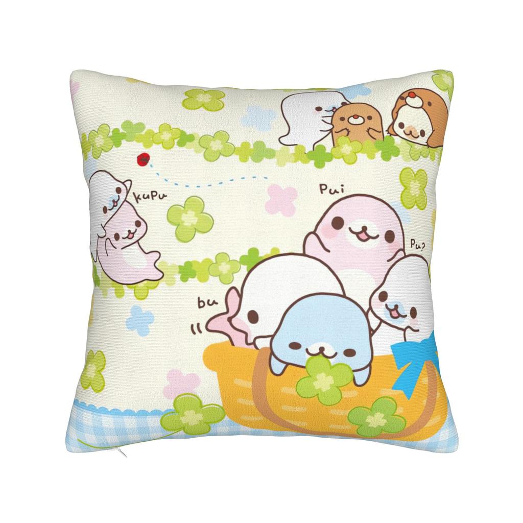 White Seal Strawberry Pillow Cover Mamegomas Comfy Cushion Cover Vintage Pillow Case For Sofa Bedroom Home Decor