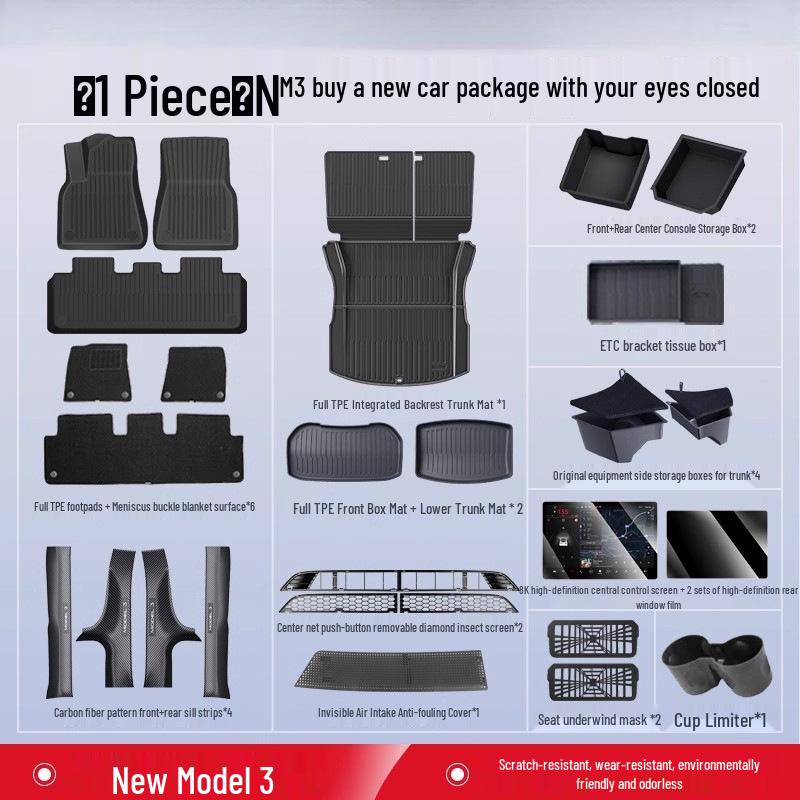 Upgraded TPE Trunk Mat Set for Tesla Model Y3 - Front & Rear Trunk, YL Interior Accessories