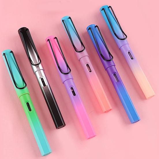 

2 шт., черные перьевые ручки, градиентный цвет, дизайн, тонкие наконечники для каллиграфии, гладкие ручки для письма, канцелярские принадлежности, подарки