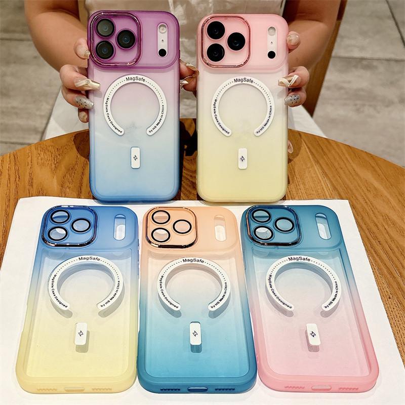 Gradient Dual-Color Magnetic Case for iPhone 17 Pro Max - Compatible with Apple 17/16, Silicone 15/14, and Cross-border 13 Models
