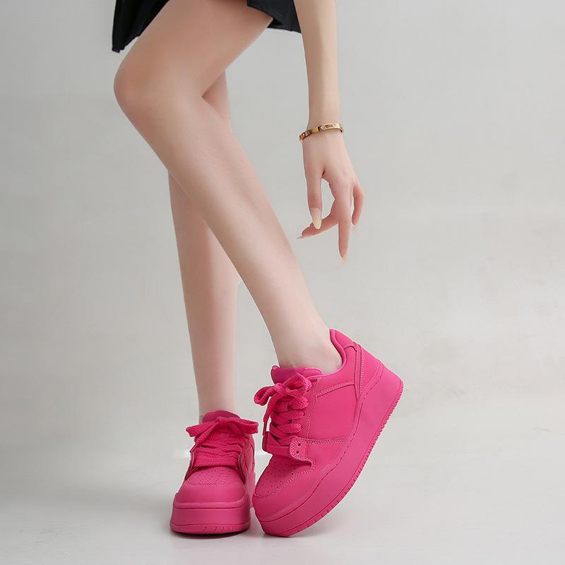 Damen-Freizeitschuhe mit dicker Sohle und Schnürung, neuer Sommer-Nischen-College-Stil, runde Zehenpartie, geringe Absatzhöhe, einzelne Damen-Schuhe