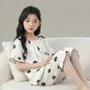 Girls' Ice Silk Short Sleeve Pajama Set, Cooling Home Wear for Summer, Suitable for Medium and Large Children.