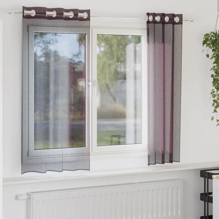 VidaXL Rideaux en voile avec œillets 2 pcs violet 140x140 cm, rideau en filet, rideau transparent, voile de fenêtre, 4102101