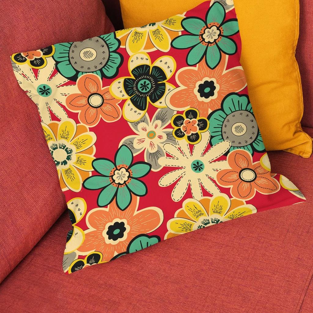 Colorful Flower Print Pillowcase Car Ornaments Office Living Room Home Pillowcase