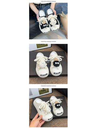 Women's 2025 Summer Korean Style Flat Canvas Slip-On Slippers