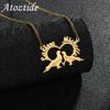 Atoztide Personalized Custom Bipedal Bird Name Engrave Date Necklace Stainless Steel for Women Couple Anniversaries Jewelry Gift