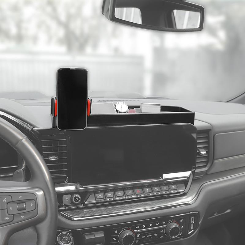 Dashboard Center Console Storage Box Mobile Phone Tablet Bracket Holder Fit For Chevy Silverado 2022 Up Car Accessories