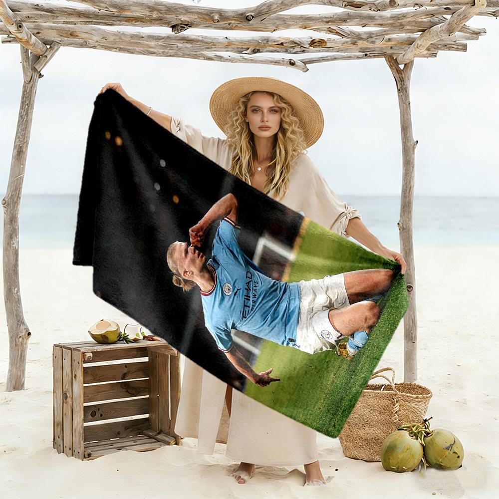 Haaland Enthusiasten Strandtuch Superweiche Mikrofaser Schnelltrocknendes Gewebe Bequem Leicht Geeignet für Schwimmen, Fitnessstudio, Camping, Yoga Urlaub
