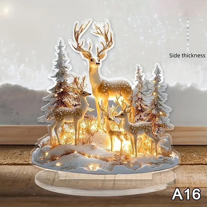 

2D Плоский Акриловый Рождественский Декор для Стола с Основанием Снеговик Дом Вращающаяся Карусель Дизайн Для Дома Офиса Внутри/Снаружи A16