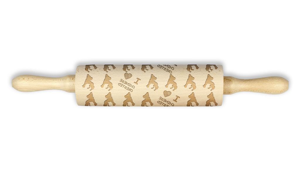 Chinese Crested Dog, Puff – Rolling pin for dough with a dog, patterned rolling pin for ceramics | Art-Dog