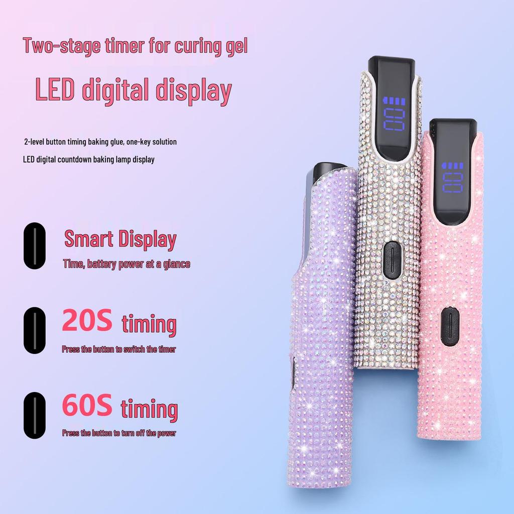 Portable Rechargeable Rhinestone Nail Art Phototherapy Lamp with Dual Light