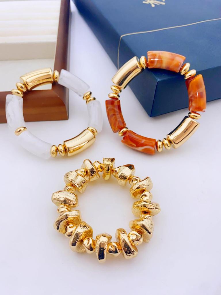 European & American 3-Piece Acrylic Bamboo Bead Necklace