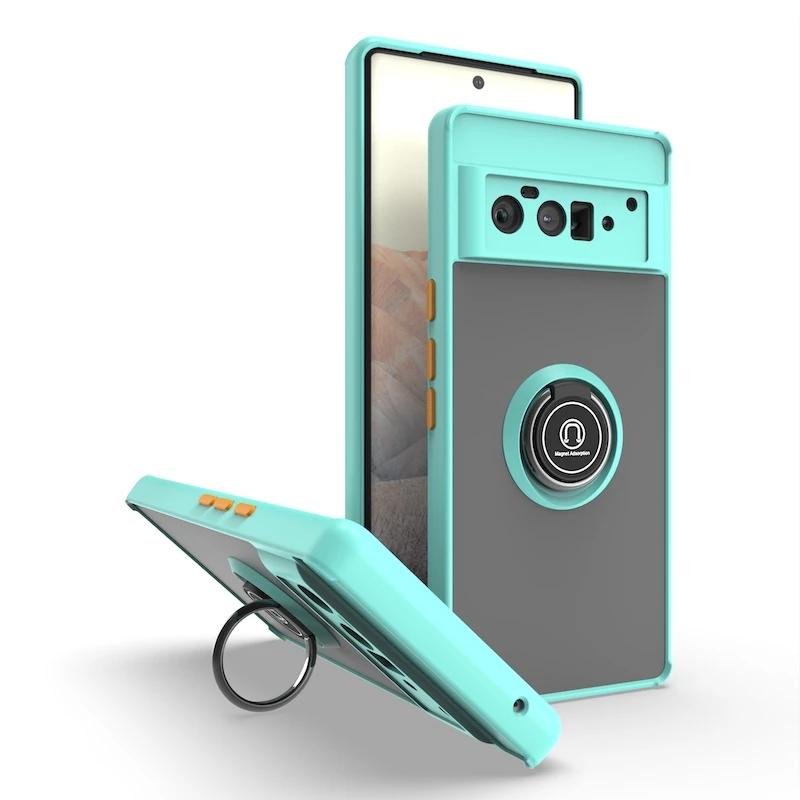 Matte Matte Finish Phone Case for Google Pixel 6 7 7A 8 Pro Shockproof Protection Anti Fall Magnetic with Ring Bracket Cover