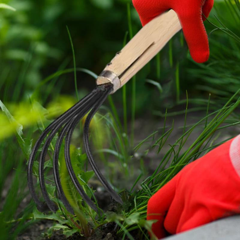 Dual Use Small Hoe Farm Garden Tools Small Lawn Rake Weeding Rake Labor-saving Loosening Soil Handheld Hoe