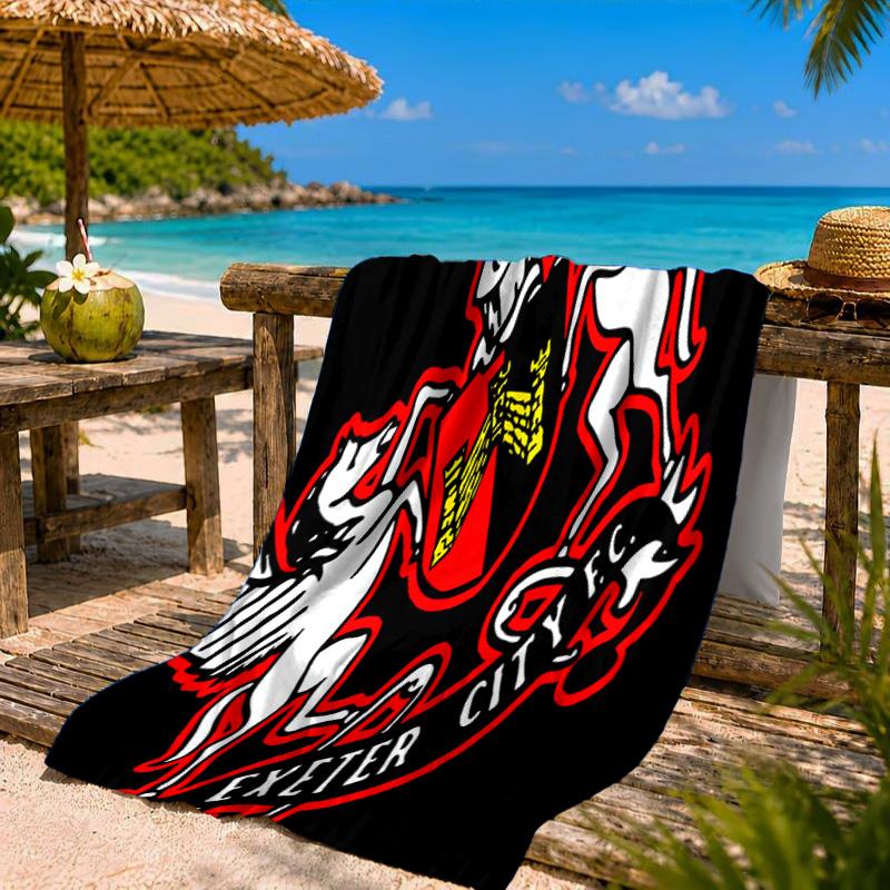 Asciugamano da Spiaggia con Stemma Exeter City Fc, Asciugamano da Spiaggia in Microfibra, Leggero e Asciugatura Rapida, per Viaggi Estivi, Fan della Piscina, Regalo di Compleanno