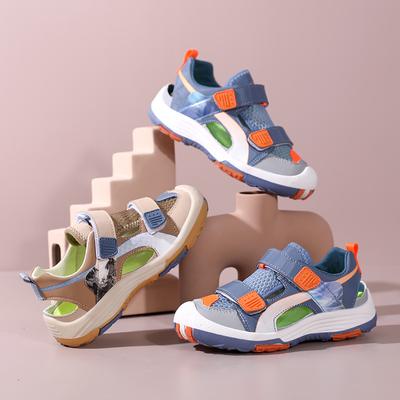 Sandalias Baotou para niños, Sandalias deportivas con Velcro hueco de verano para niños, zapatos de playa para niños pequeños, medianos y grandes