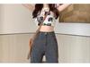Spring-Autumn Retro Denim Cargo Pants: Stylish Women's Loose Straight-Leg, Multi-Pocket Design