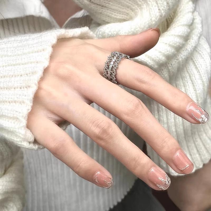 Niche Design Micro-inlaid Zircon Ring for Women - Luxury Adjustable Index Finger Ring