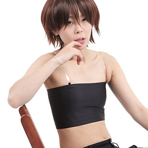 Minette Earth 3D Tube Top, Flattering Chest, Manly Chest, Quick-Drying, Highly Elastic Fabric, Hold, 3D Transparent Straps (XL, Black)