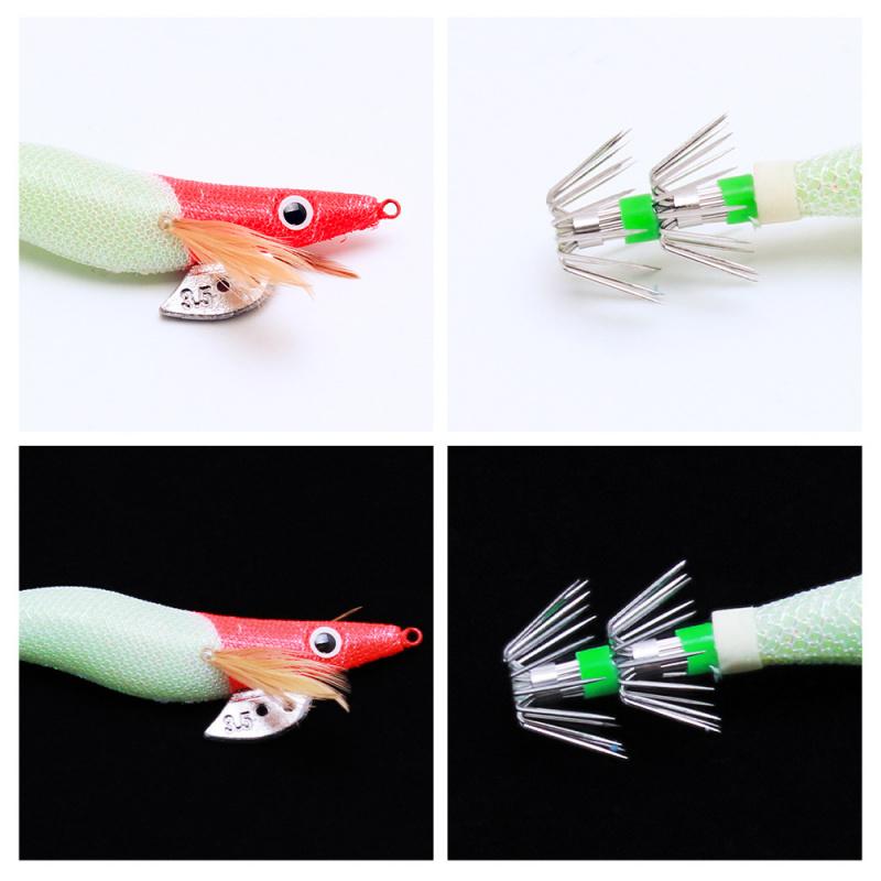 Red-headed Luminous Wood Shrimp4Size with Sound Beads Bionic Fake Bait Jumping Shrimp for Squid Fishing