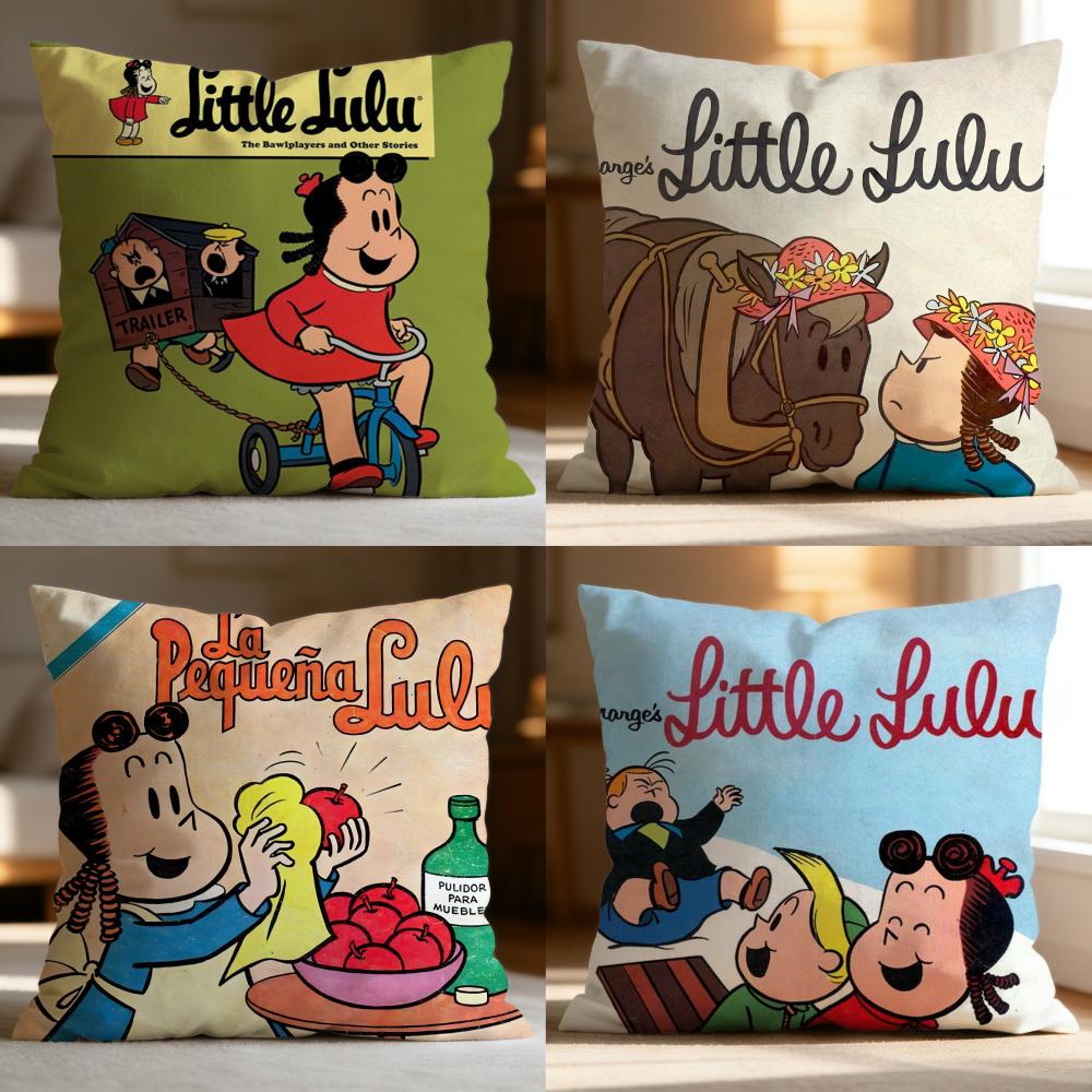 Hot TThe Little Lulu Shower Cushion Cover Soft Washable Pillow Case Multi-Scene for Couch Bed Travel Office Use