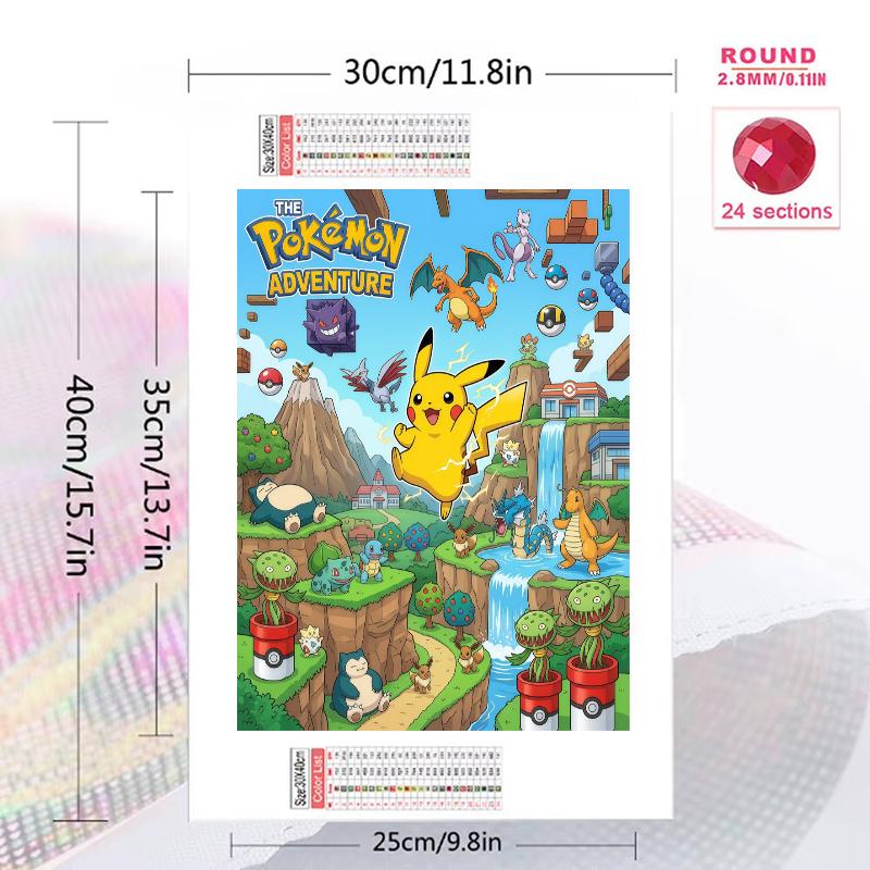 Pokemon Island Adventure Set Pattern 3pcs 100% Round Full Drill 5D DIY Diamond Painting Embroidery Cross Stitch Rhinestone Décor