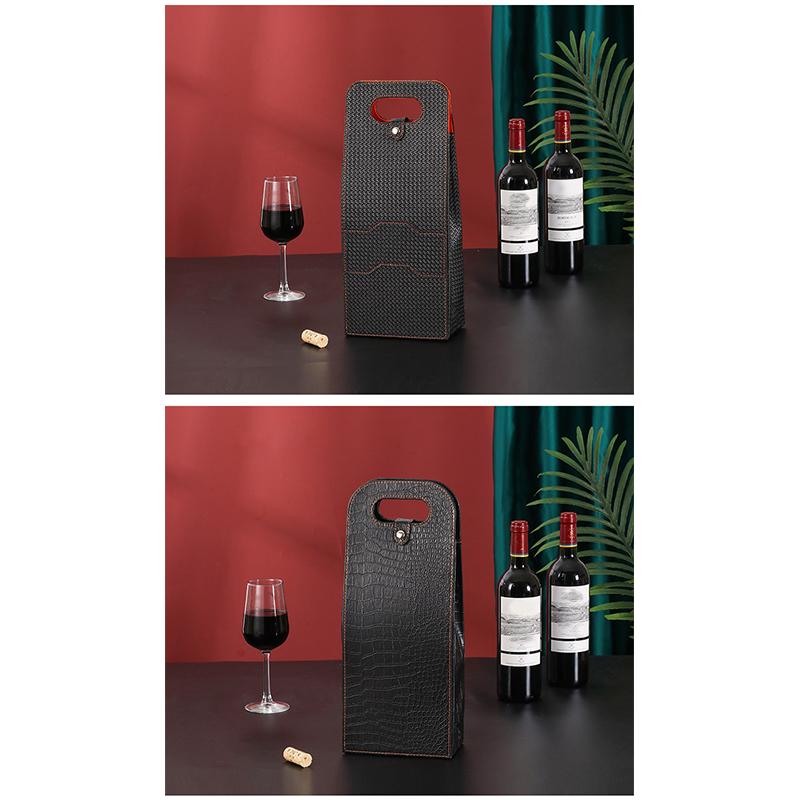 Portable Leather Wine Bottle Carrier Bag High End Packaging for Outdoor Events and Dinner Parties