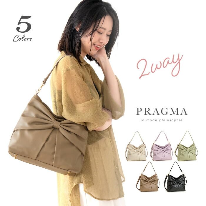 Pragma Damen Umhängetasche, Schleifen-Design, Leichtes Synthetikleder, B5 Größe, Weich, Stilvoll, 2-Wege, Crossbody-Tasche (Schwarz)