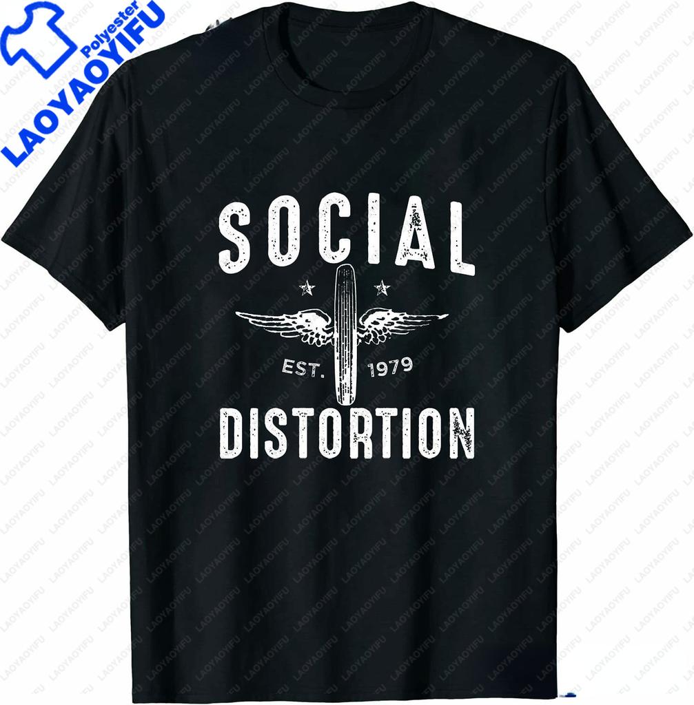 Unisex Clothing Social Distortion Winged Wheel TShirt Ball And Chain Unisexs Tshirt Street Hip Hop Style Tees Loose T Shirt
