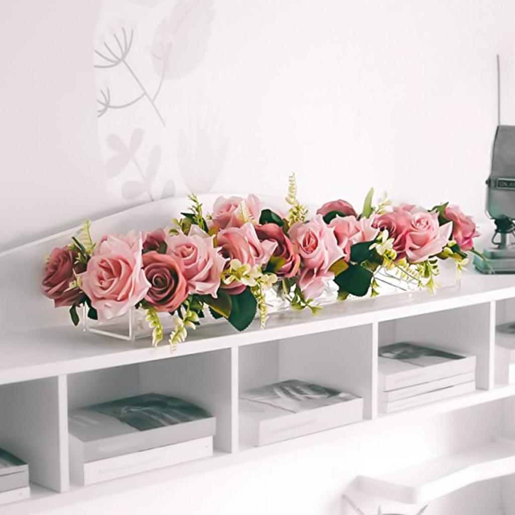 Rectangle Flower Vase Clear Acrylic Long Modern for Living Room Desktop