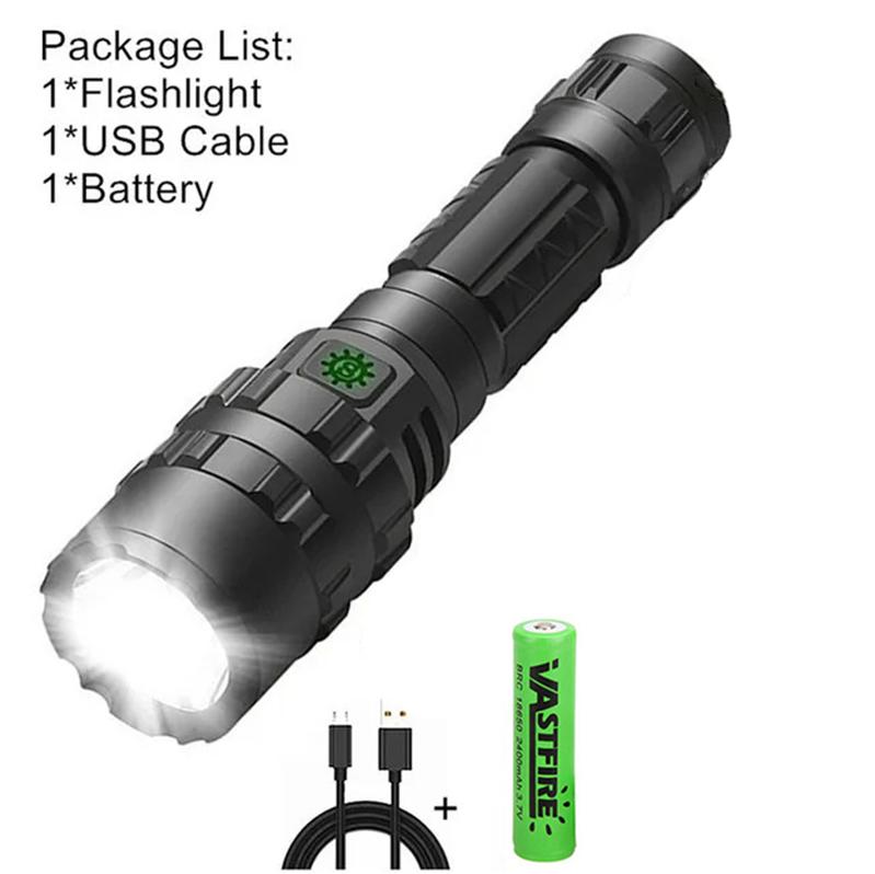 LED Tactical Hunting Flashlight USB Rechargeable Waterproof Torch Lamp Professional Shooting Night Scout Lights Set
