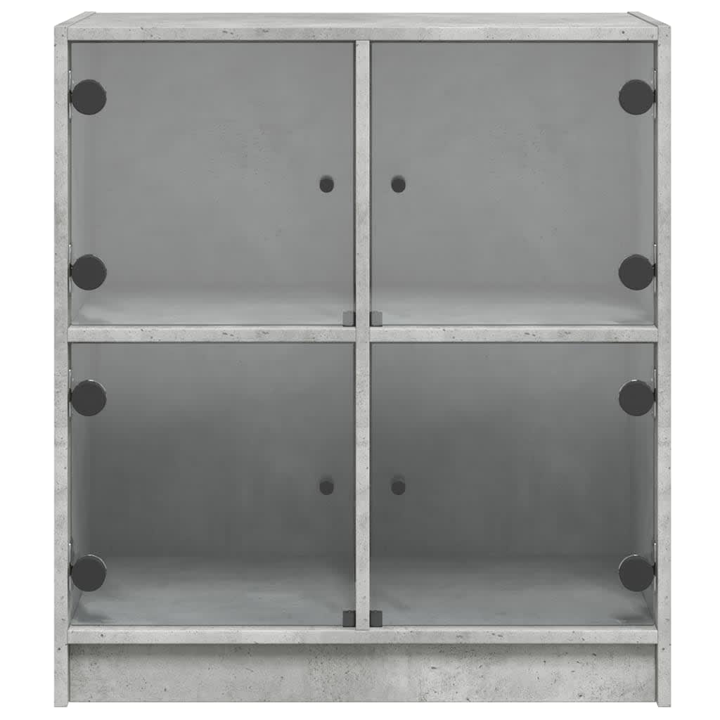 Vidaxl Szafka Ze Szklanymi Drzwiami, Szarość Betonu, 68X37X75,5 Cm