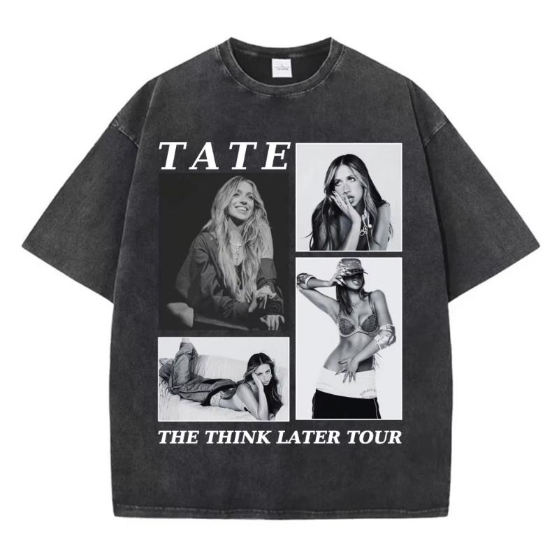 Tate McRae Miss Possessive World Tour Graphic T Shirts Fashion Aesthetic Vintage Washed Tshirts Unisex Women Cotton T Shirt