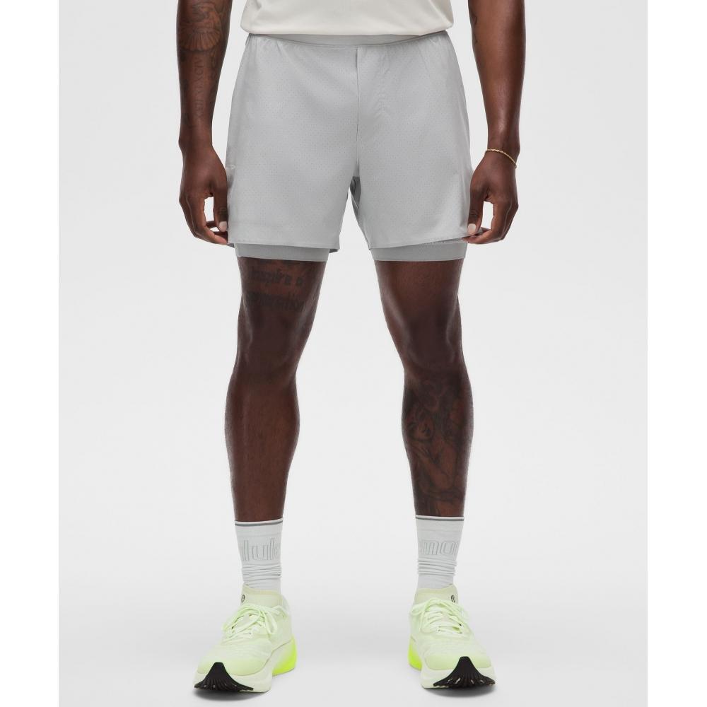 Lululemon Fast And Free Lined Running Short 5  Silver Drop