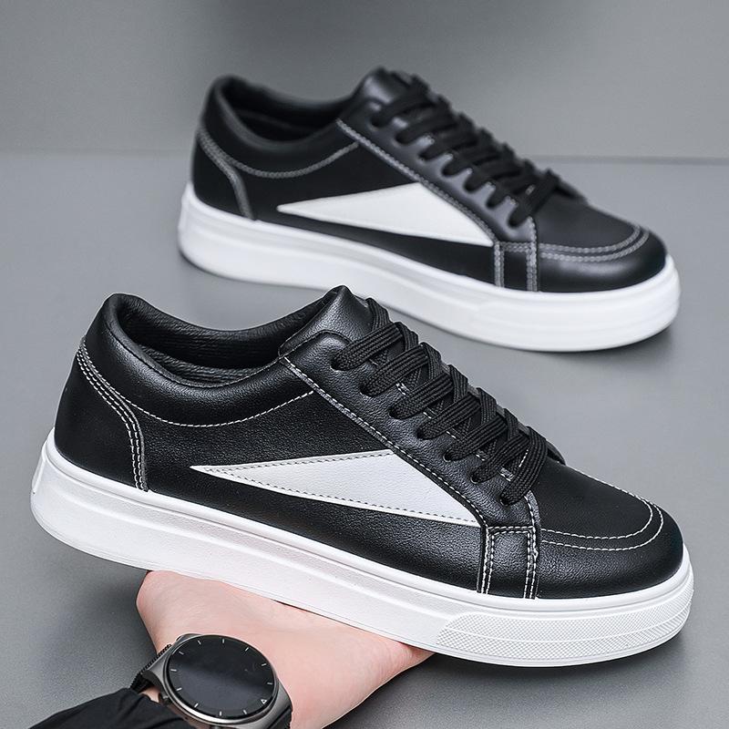 2025 Autumn New Student Men's Shoes Street Trendy Shoes Leather Surface White Shoes Versatile Board Shoes Sports and Leisure Shoes