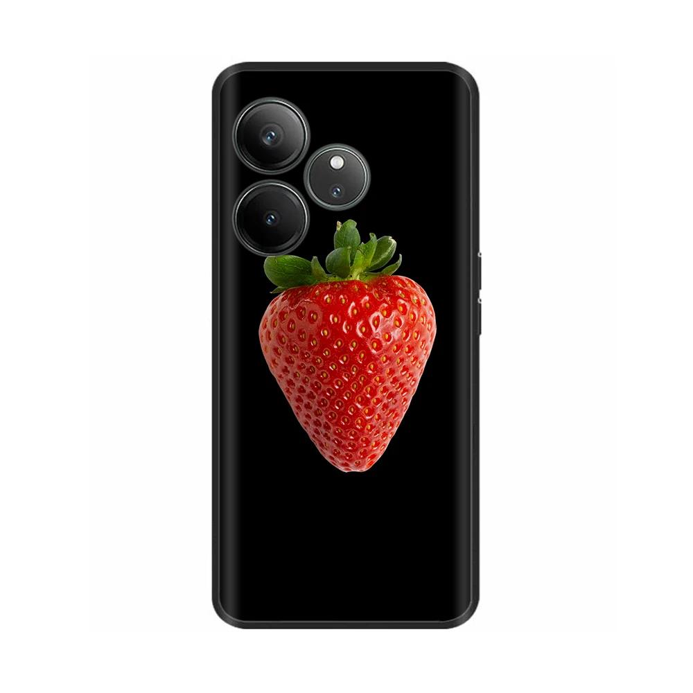 For Realme GT 6 GT 6T Case Black Silicone Luxury Bumper Cute Soft TPU Phone Cases For Realme GT6 5G Cover Shells Coque 6.78''