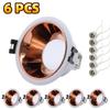 6Pcs GU10 Downlight Frame White Brushed Aluminum Alloy Recessed Ceiling Downlight Fitting Cut Hole Anti-glare Design