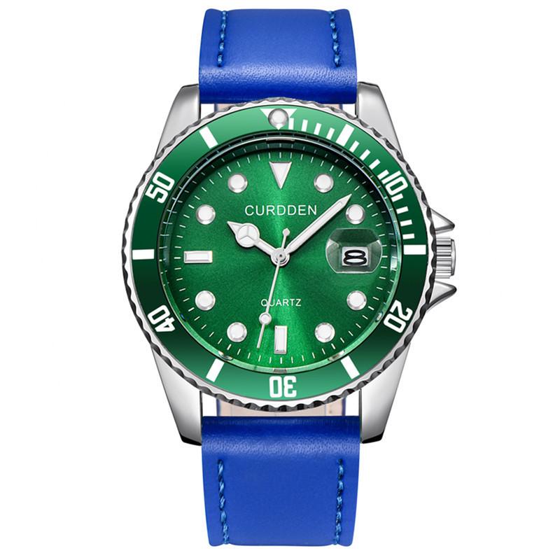 Men's Fashion Quartz Watch with Calendar, Simple Leather Strap, Student Design