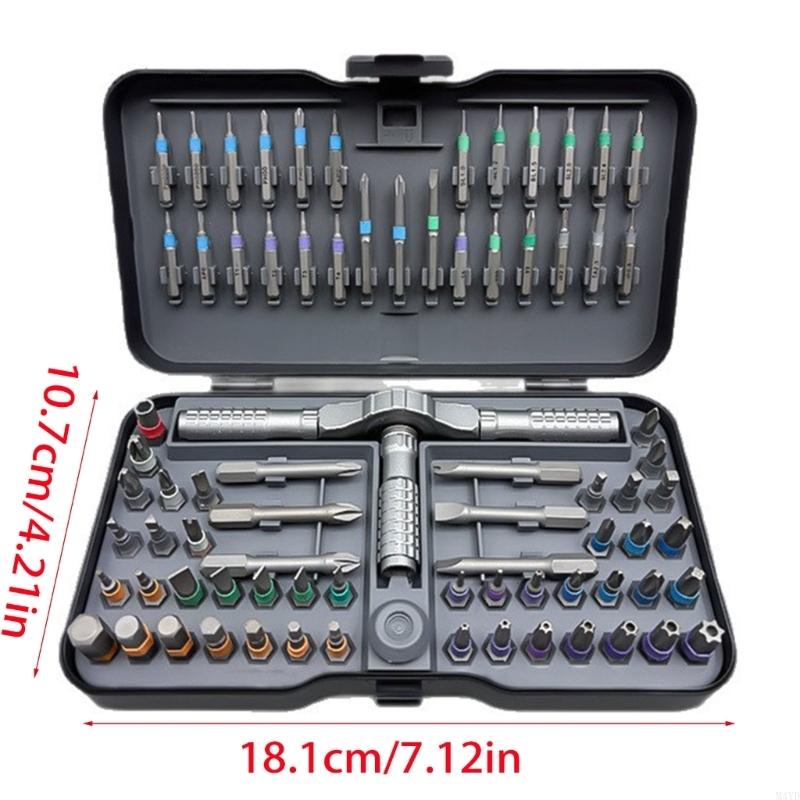 79 In 1 Precisions Ratcheting Screwdriver Set Featuring High Strength Mechanism And Comfortable Grip Handle M4YD