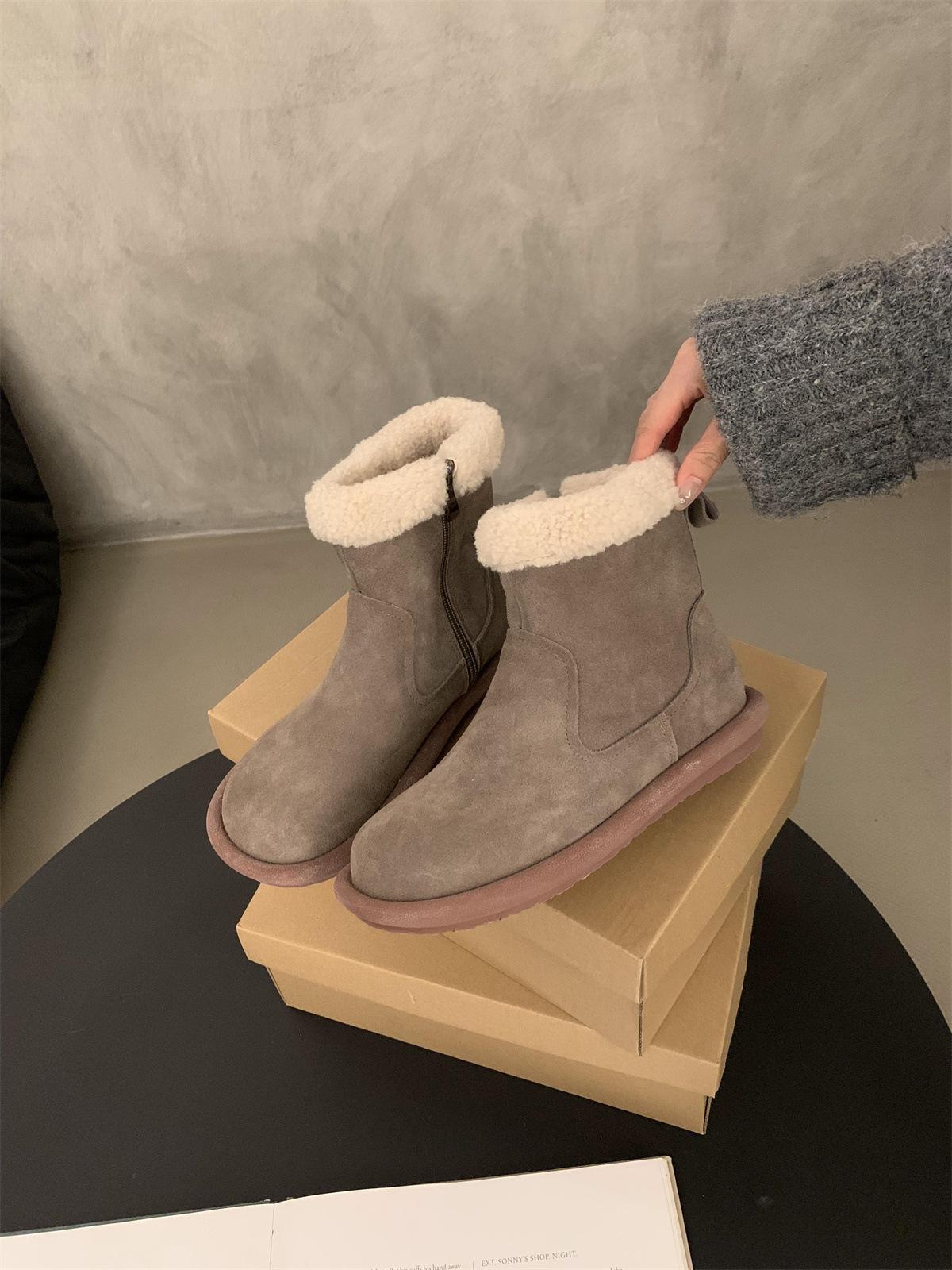 Snow boots fleece warm cotton shoes retro Mori Birkenstocks fleece casual short boots 39 хаки 2890₽