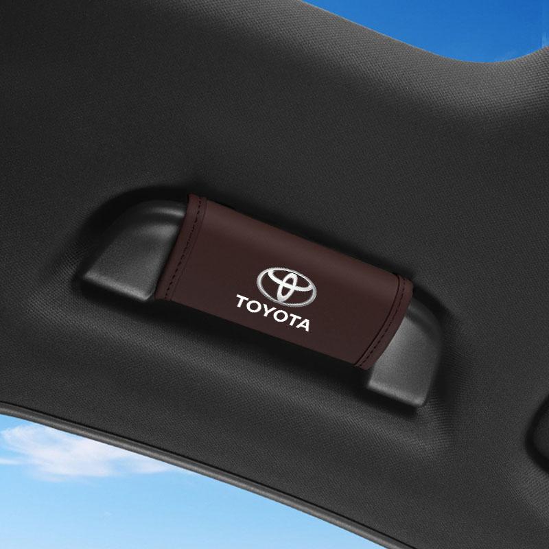 1/2Pcs Car Roof Handle Cover Door Armrest Leather Covering for Toyota Gazoo Racing Corolla TRD Yaris Chr Auris Rav4 Camry Prius Prado Avensis